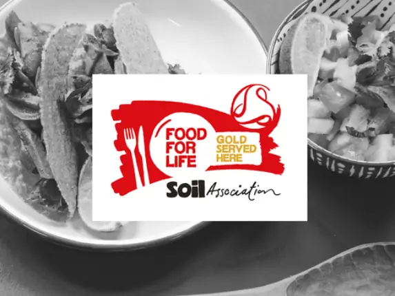 Soil Association Food for Life Served Here Gold logo